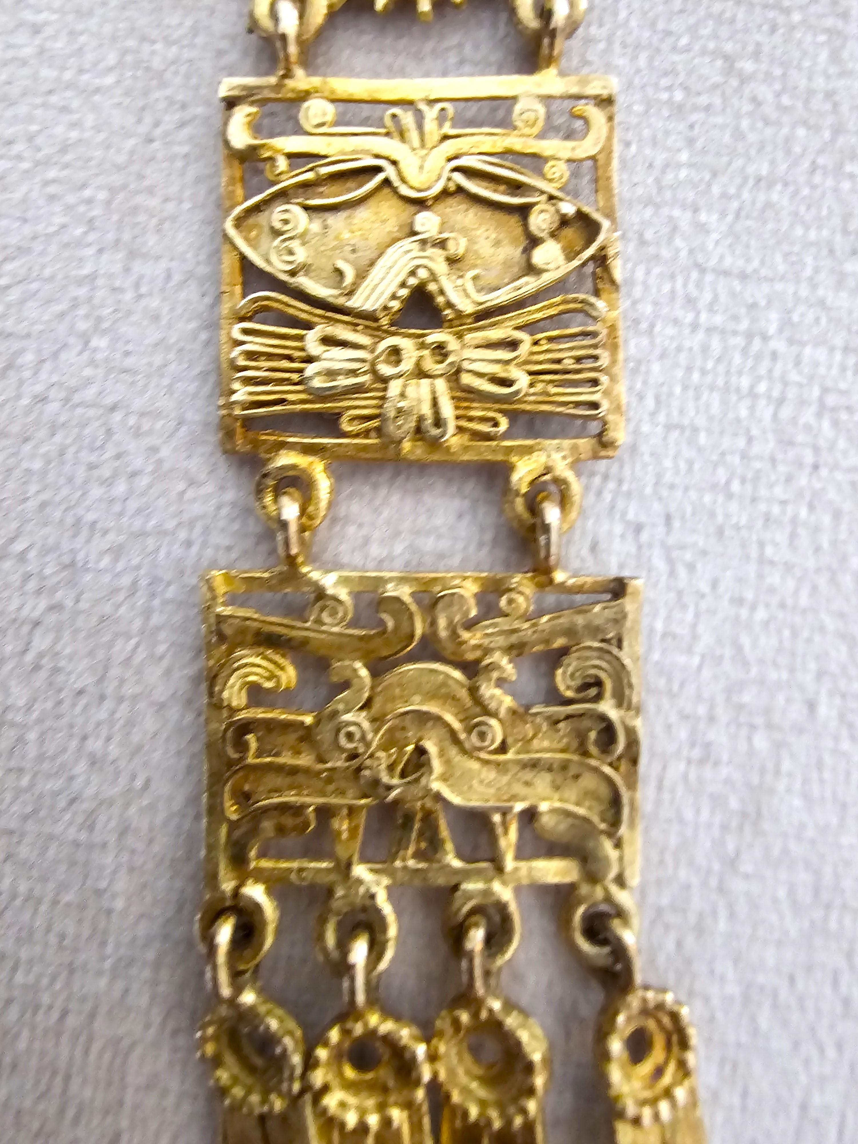 Vintage Aztec Pre-Columbian Mesoamerican 950 Silver Gold Tone Pendant Brooch (spilla con ciondolo) In condizioni buone in vendita a 'S-HERTOGENBOSCH, NL
