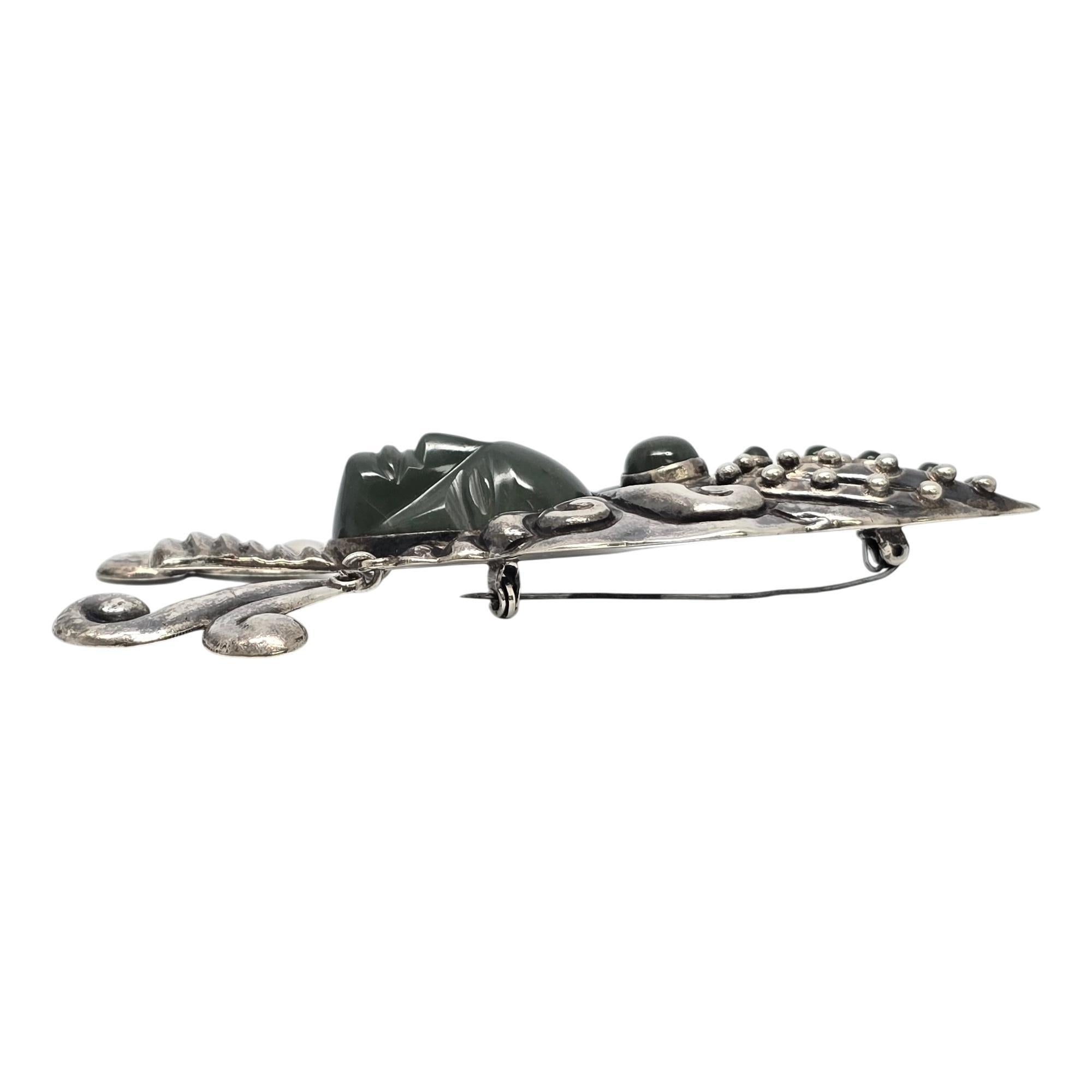 Vintage Aztec Silver Carved Face with Headdress Pin/Brooch #19778 In Good Condition For Sale In Washington Depot, CT