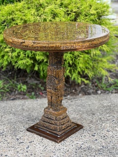 Azteken-Sonnenkalender-Tisch mit geschnitztem Steinsockel aus Lucite, Mexiko