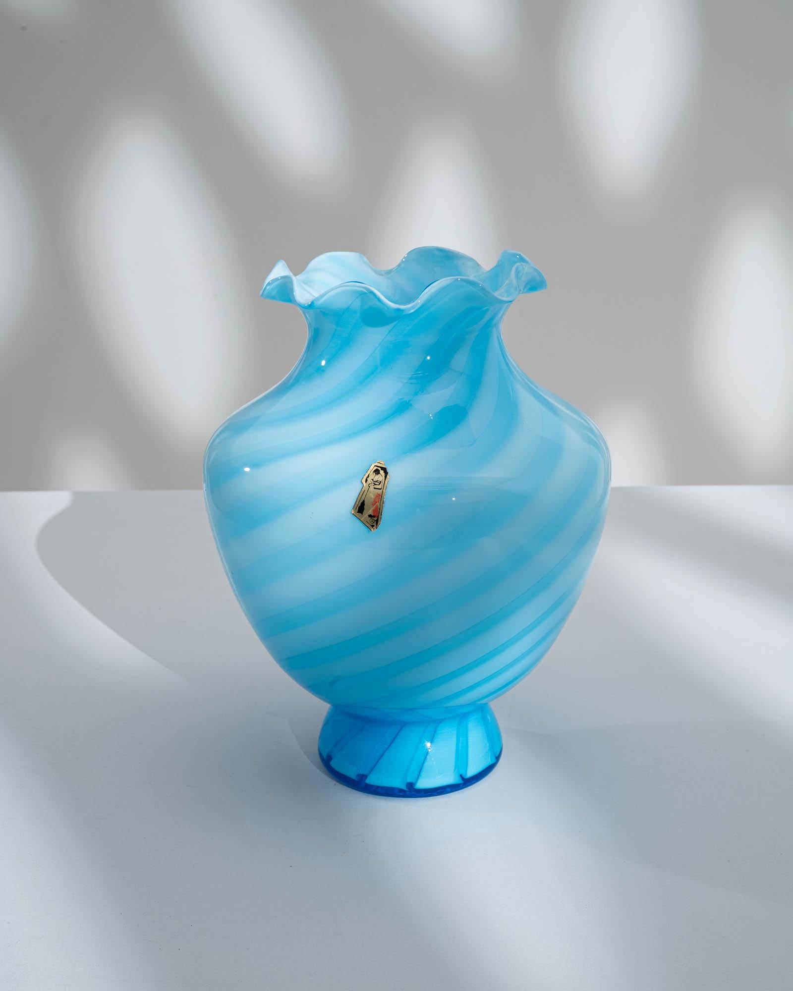 Blown Glass Vintage Azure Italian Vase For Sale