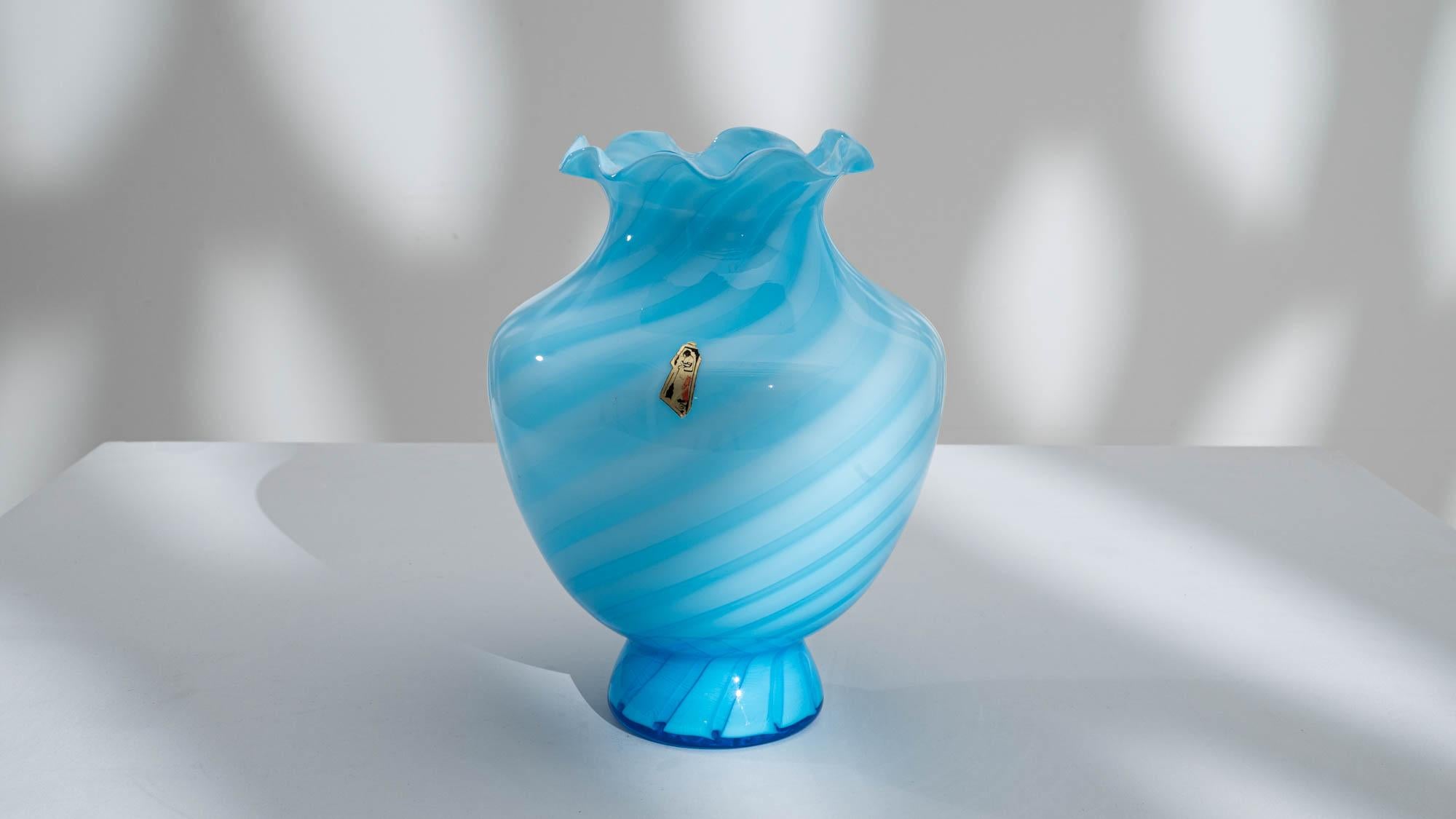Vintage Azure Italian Vase For Sale 1