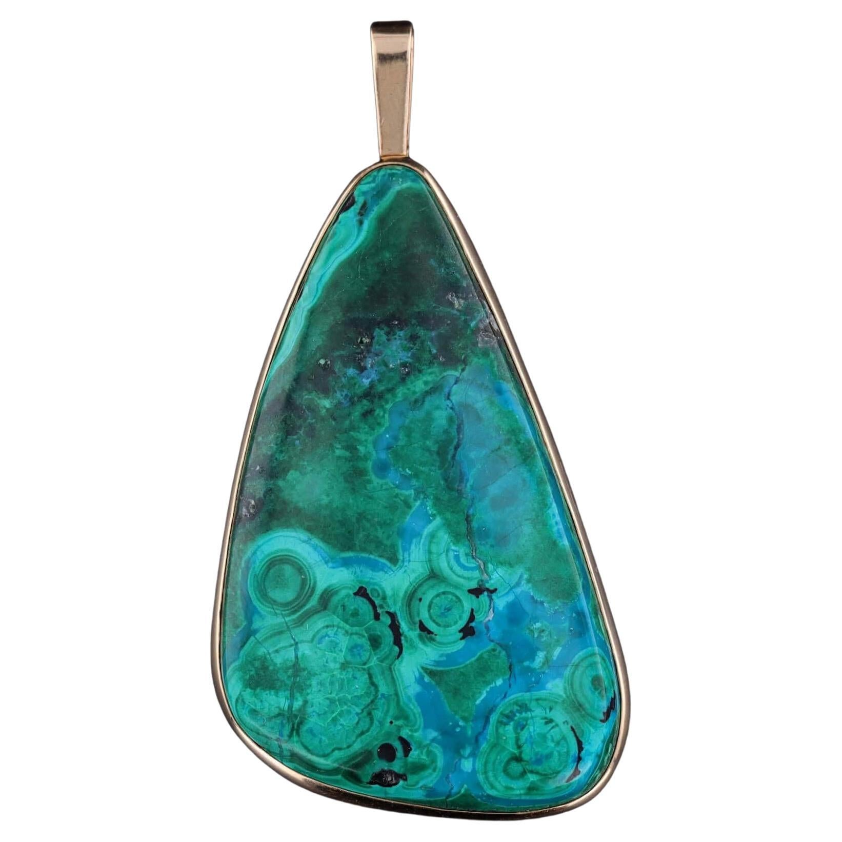 Ciondolo vintage in azurite e malachite in oro 14k