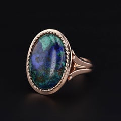 Vintage Azurite Malachite Ring of 14k Gold