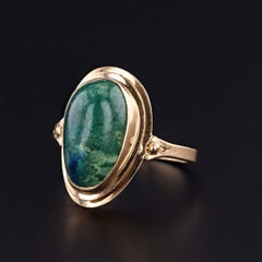 Vintage Azurite Malachite Ring of 14k Gold, Circa 1970-1980