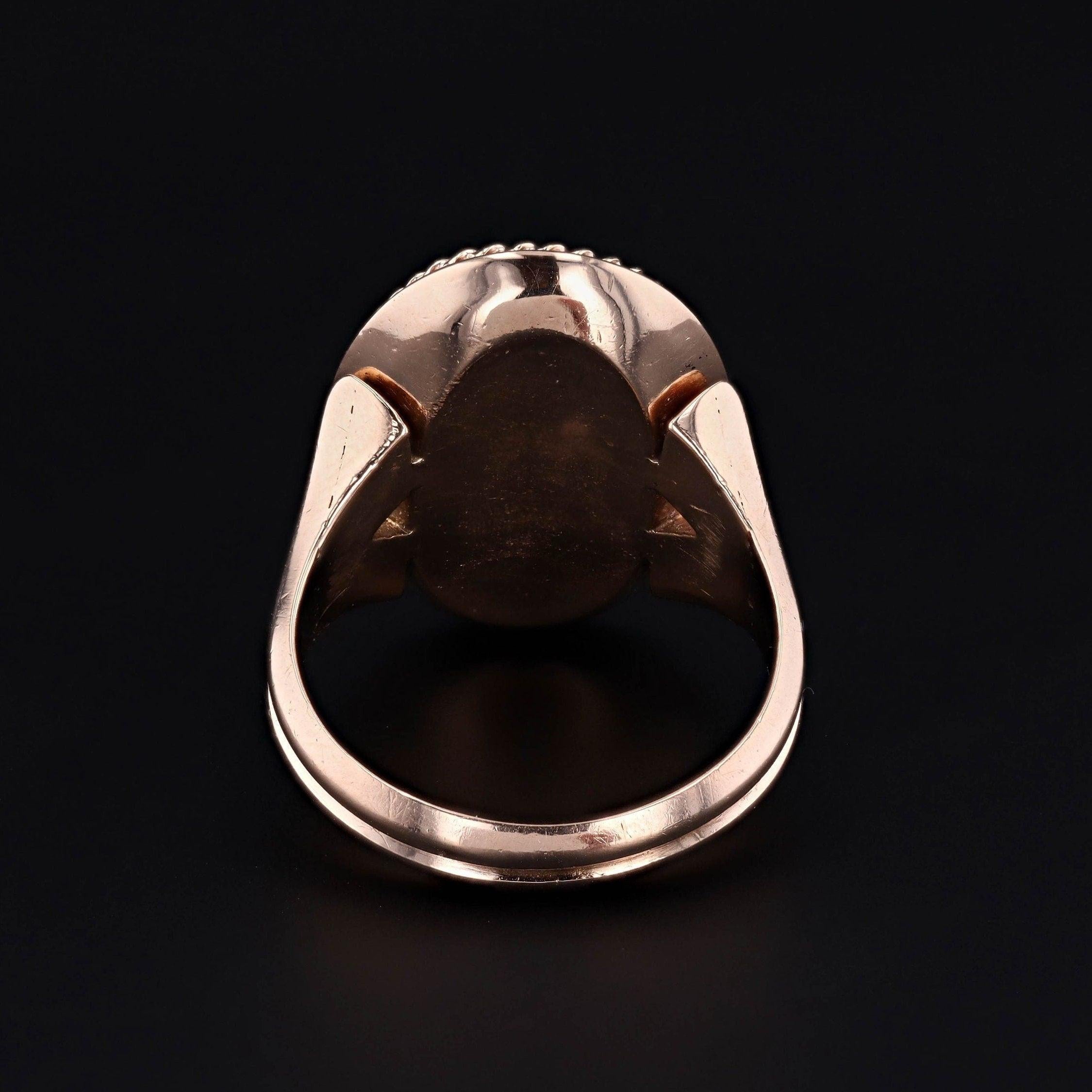 Anillo Vintage Azurita Malaquita de Oro de 14k Cabujón en venta
