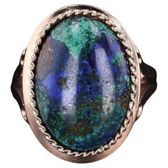 Anillo Vintage Azurita Malaquita de Oro de 14k