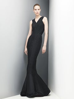 Archival Azzedine Alaia Black Metallic Knit Bodycon Sheer Cutwork Fishtail Gown