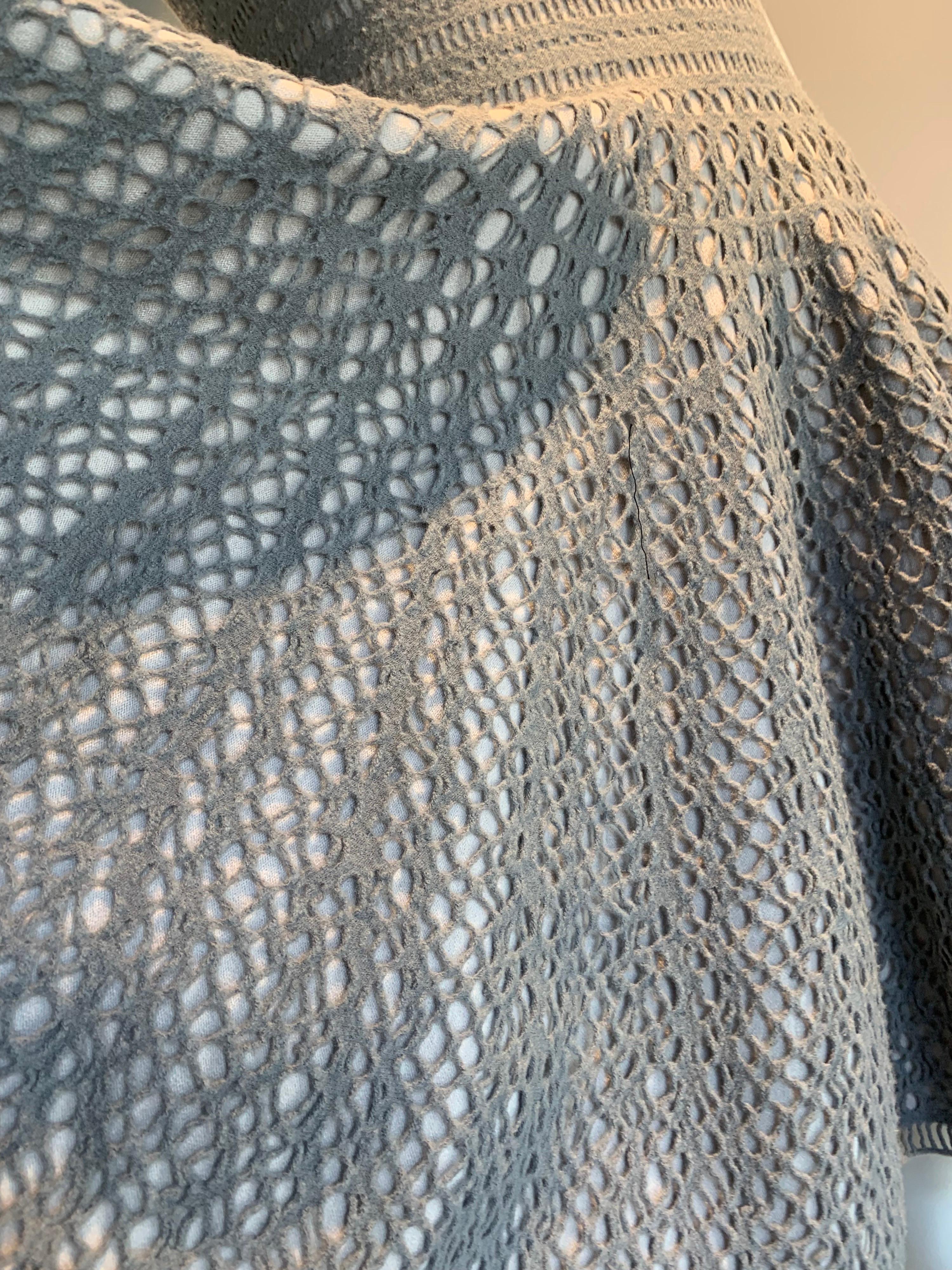 Vintage Azzedine Alaia Dove Grey Signature Elastic Open-Knit Day Dress 8