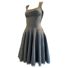 Vintage Azzedine Alaia Dove Grey Signature Elastic Open-Knit Day Dress (anglais)