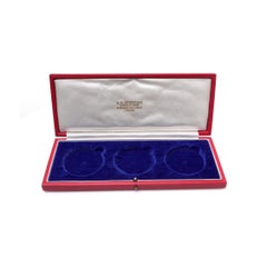 Caja de presentación vintage de B. A. Seaby Ltd para tres monedas