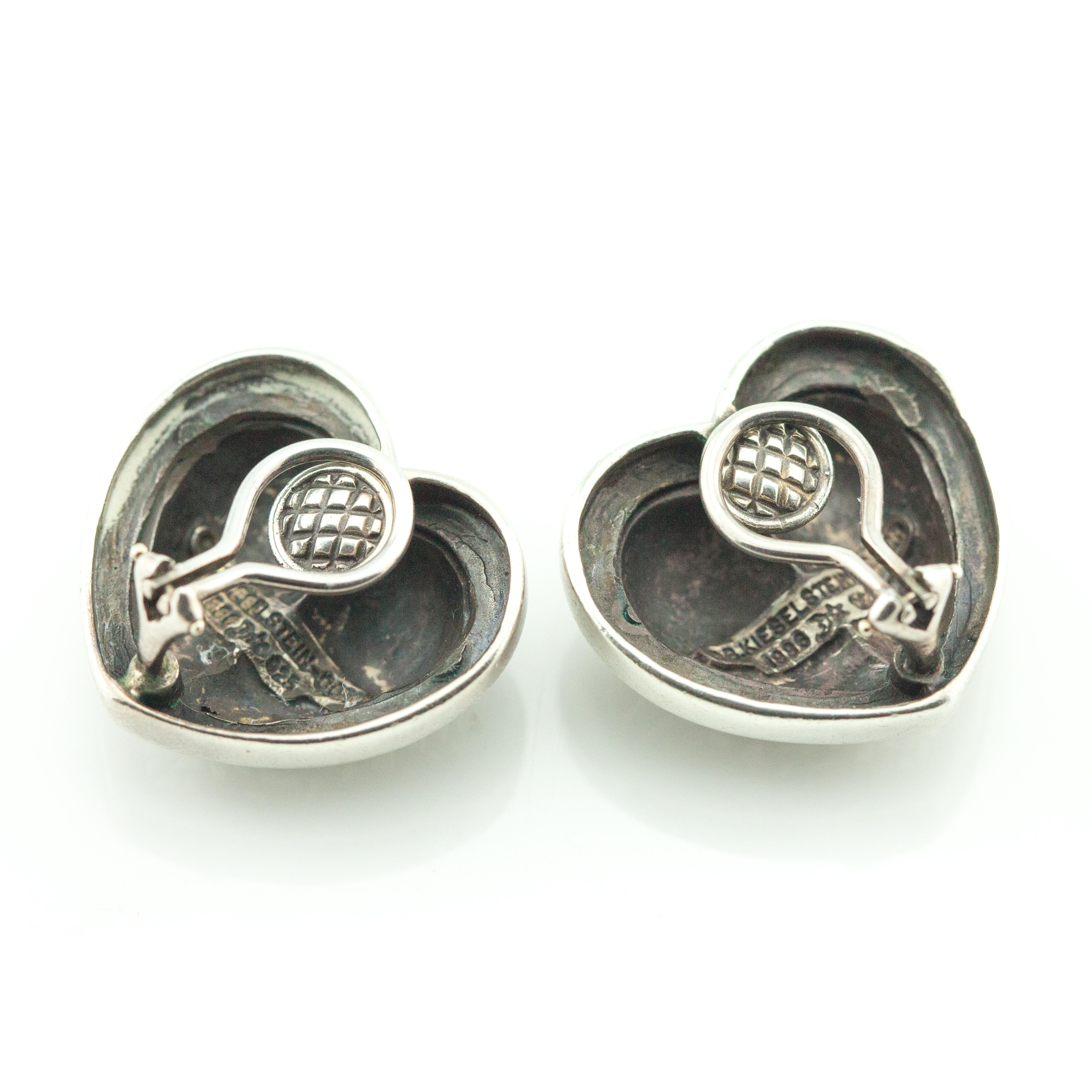 Vintage B. Keiselstein-Cord Große Herz-Clip-Ohrringe aus Sterlingsilber mit Geflecht aus Sterlingsilber (Moderne)