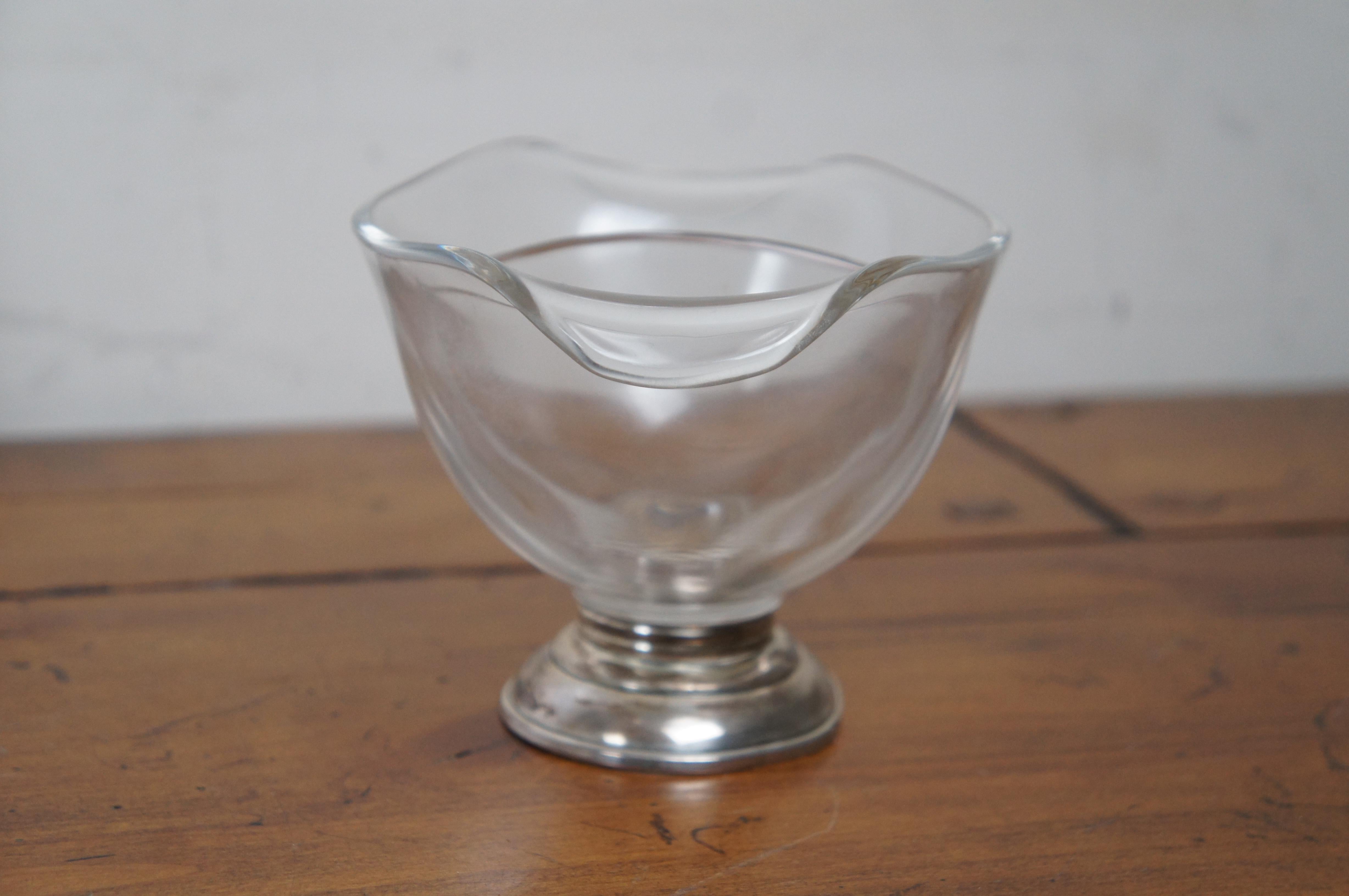 20th Century Vintage B1 Sterling Silver & Glass Divided Nut Candy Dish Pedestal Compote 7.5