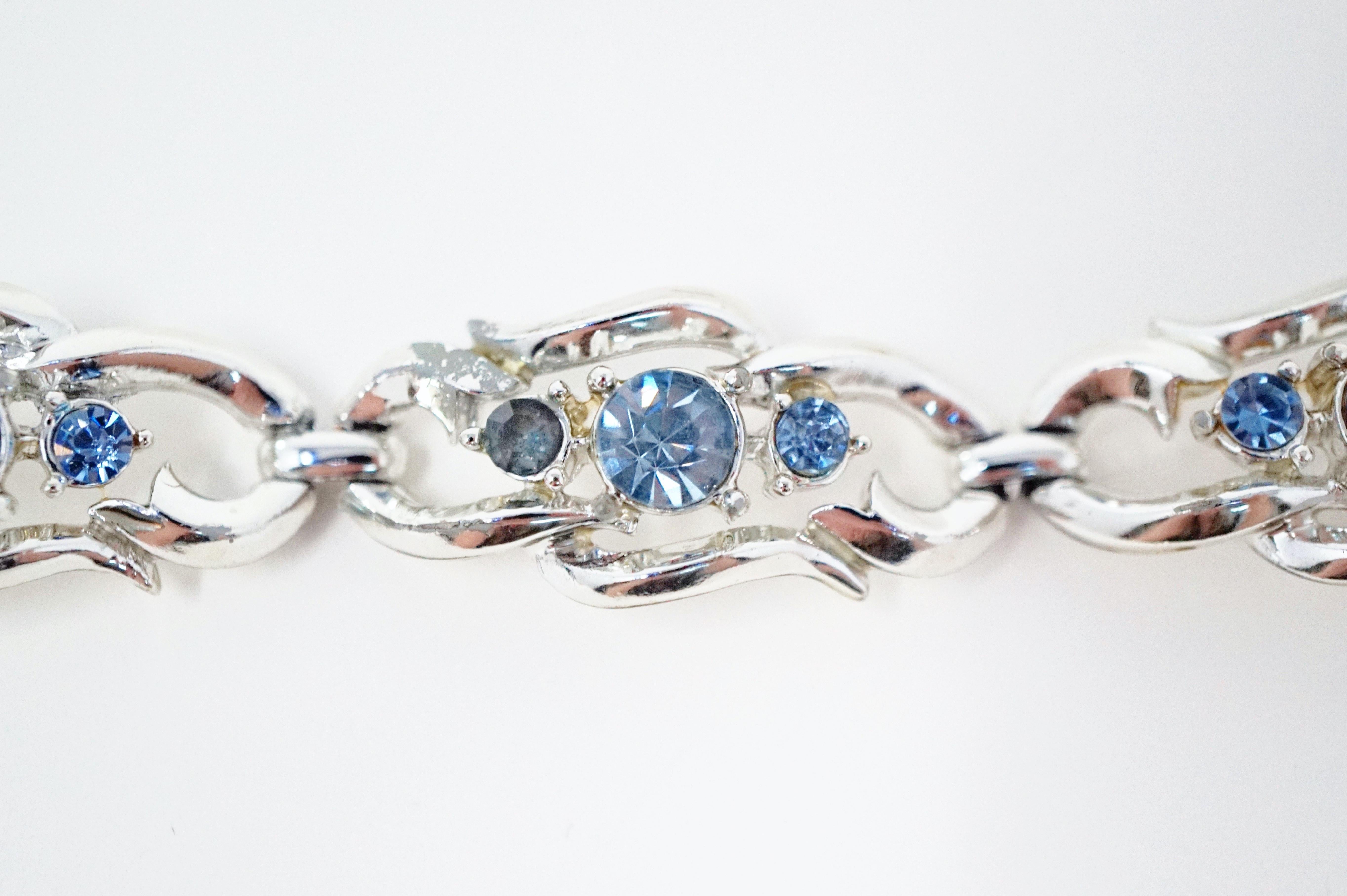 Modern Vintage Baby Blue Crystal Rhinestone Bracelet by Coro, Signed, circa 1950s