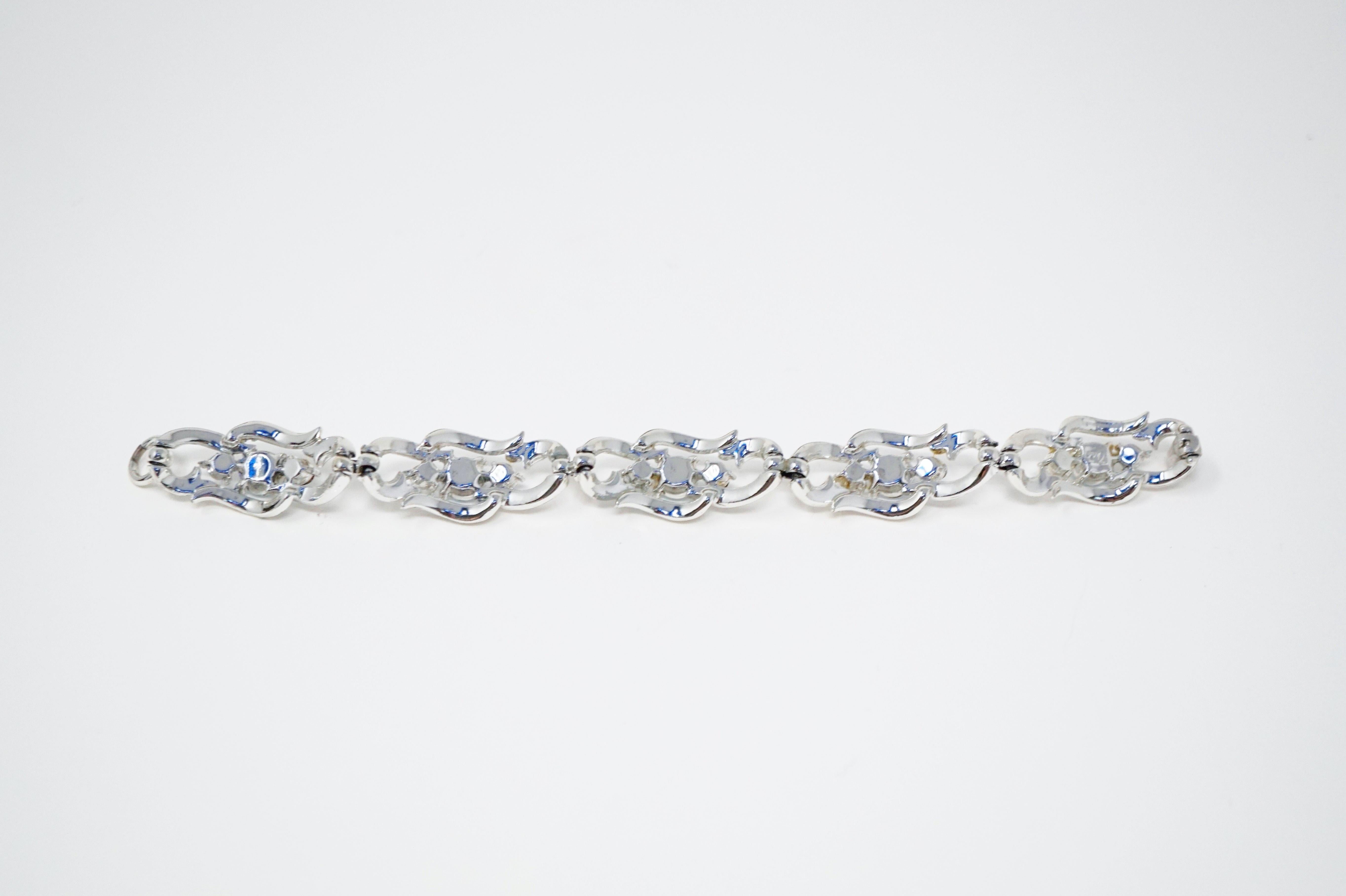 Vintage Baby Blue Crystal Rhinestone Bracelet by Coro, Signed, circa 1950s 1