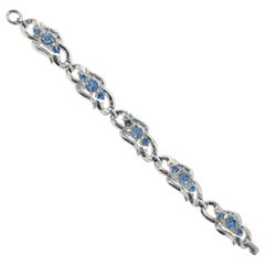 Vintage Baby Blue Crystal Rhinestone Bracelet by Coro, Signed, circa 1950s