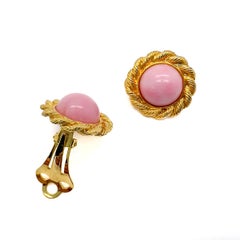 Boucles d'oreilles vintage Baby Pink Gold Rope Earrings 1980