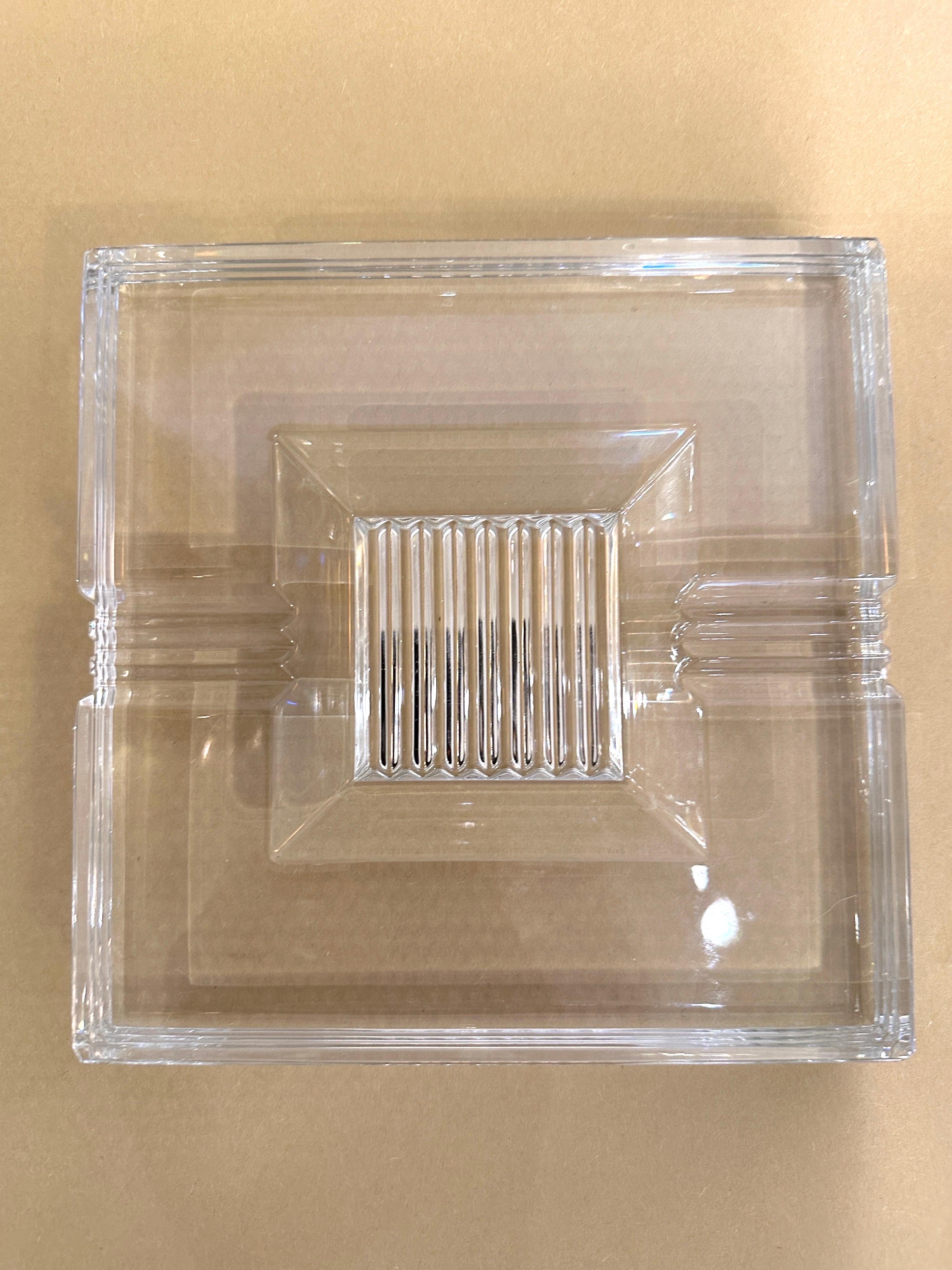 Cendrier/vide-poche carré en cristal vintage de style Art Déco de Baccarat en vente 1