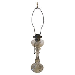 Antique Baccarat Crystal and Brass Electrified Oil Lamp 