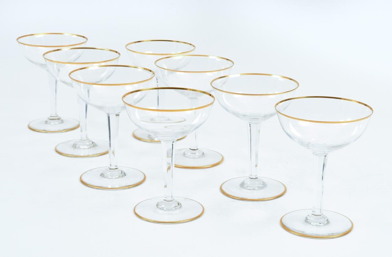 Vintage Baccarat Crystal Barware Champagne Coupe Service for Eight People In Excellent Condition In Tarry Town, NY