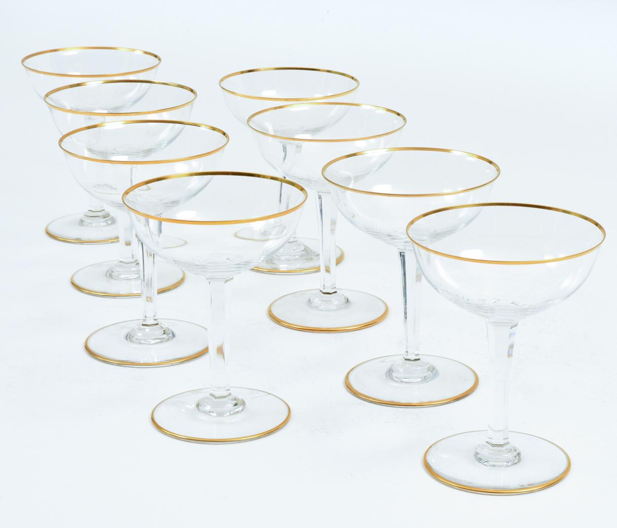 Vintage Baccarat Crystal Barware Champagne Coupe Service for Eight People 1