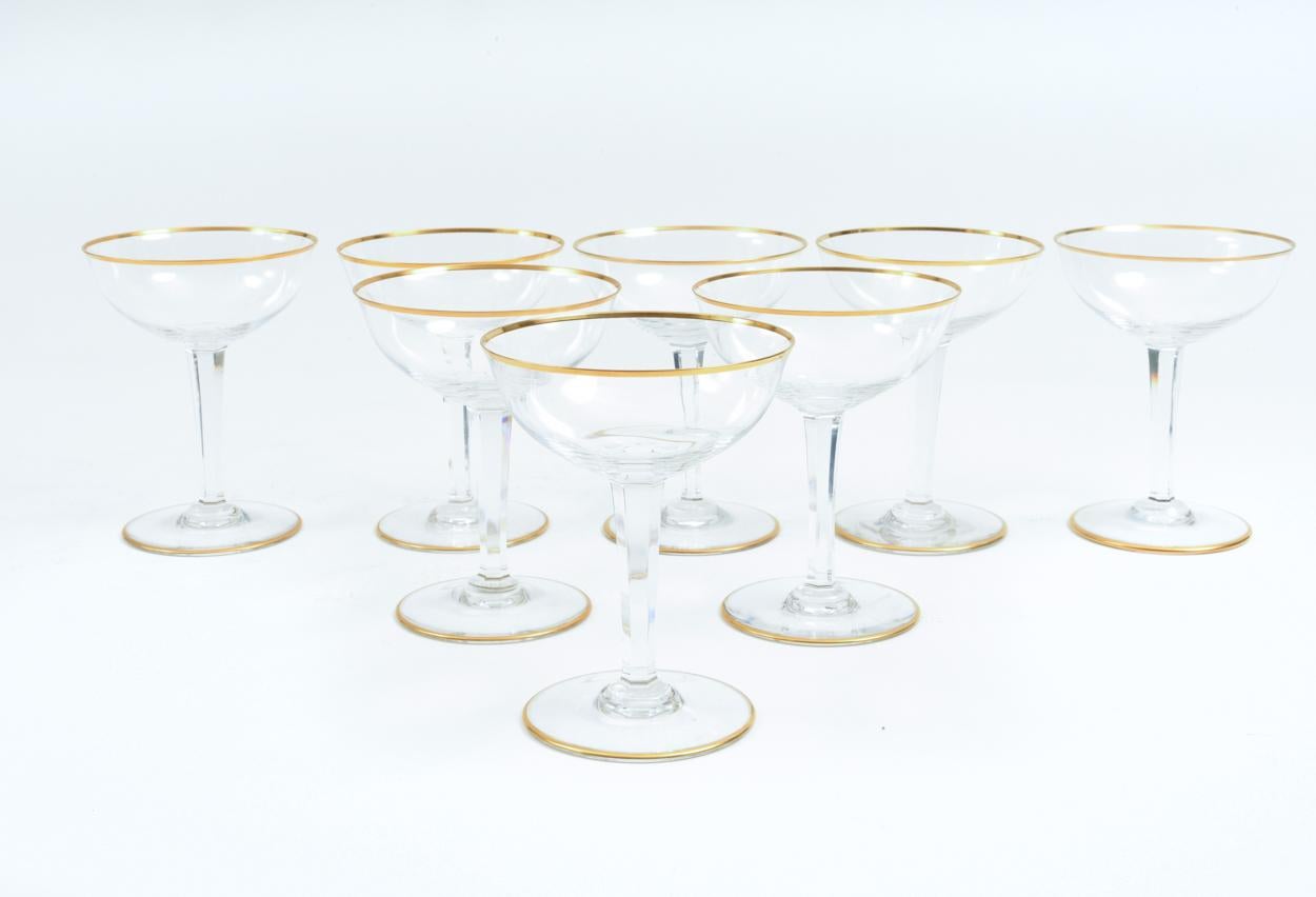 Vintage Baccarat Crystal Barware Champagne Coupe Service for Eight People 2