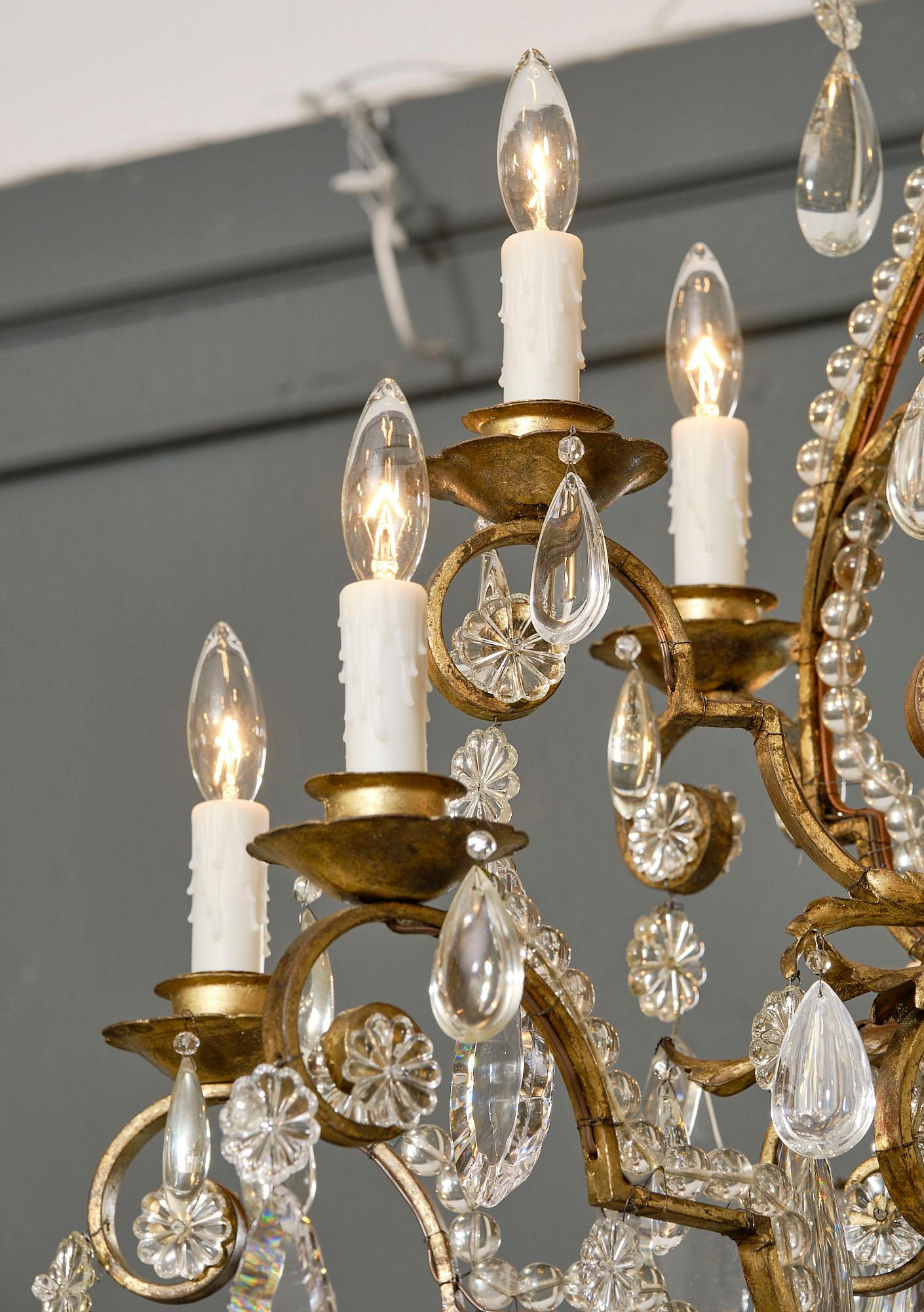 Early 20th Century Antique Baccarat Crystal Chandelier For Sale