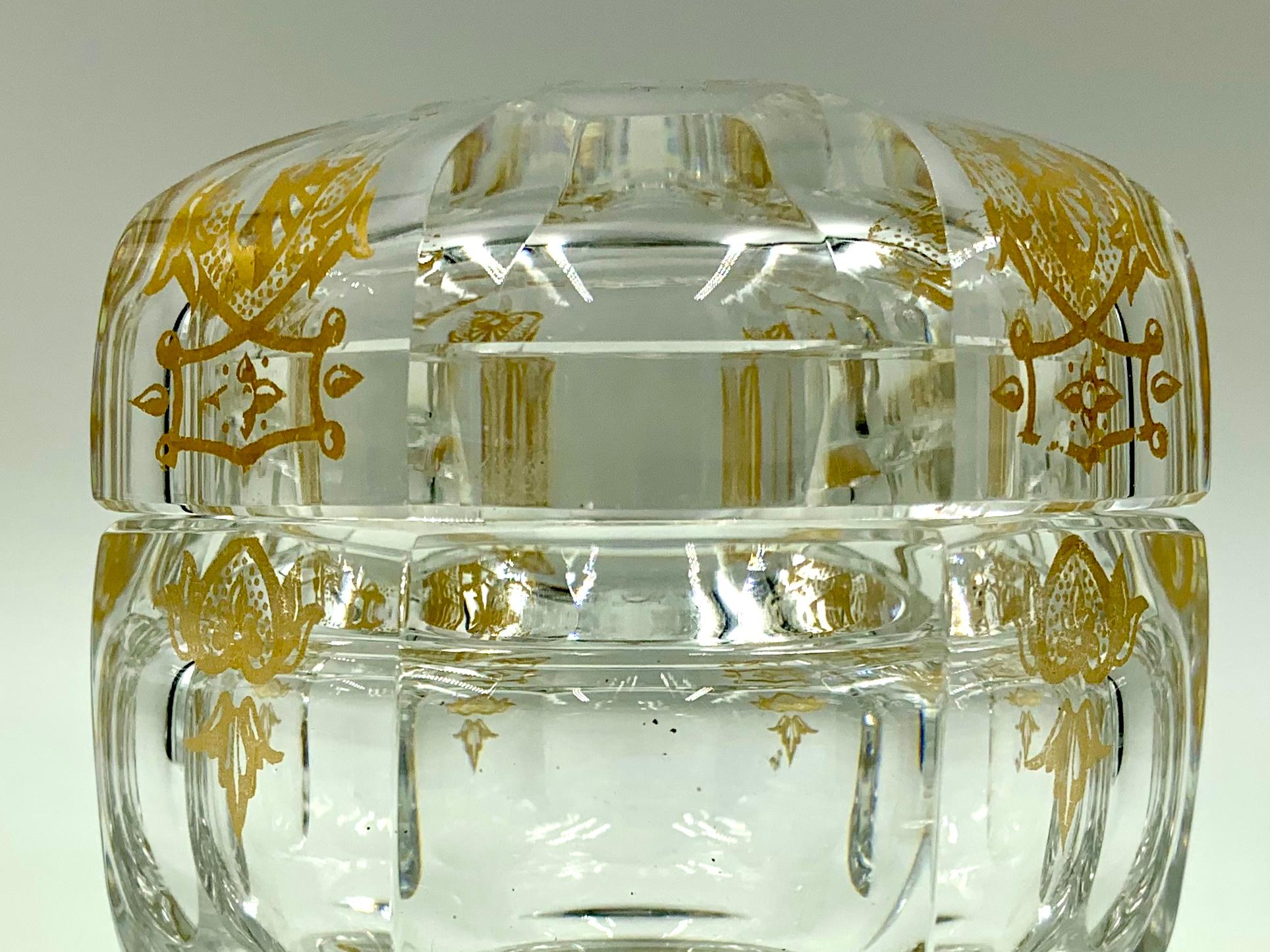 Vintage Baccarat Crystal Empire Vanity Set, Perfume Automizer, Jar, Scent Bottle 3
