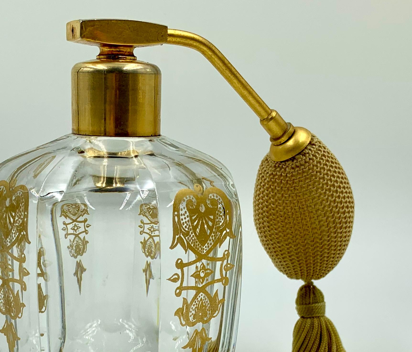 Vintage Baccarat Crystal Empire Vanity Set, Perfume Automizer, Jar, Scent Bottle 4