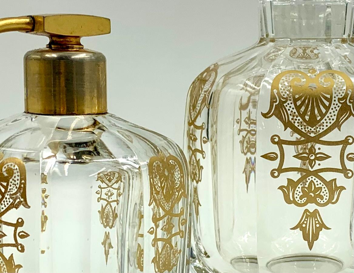 Vintage Baccarat Crystal Empire Vanity Set, Perfume Automizer, Jar, Scent Bottle 5