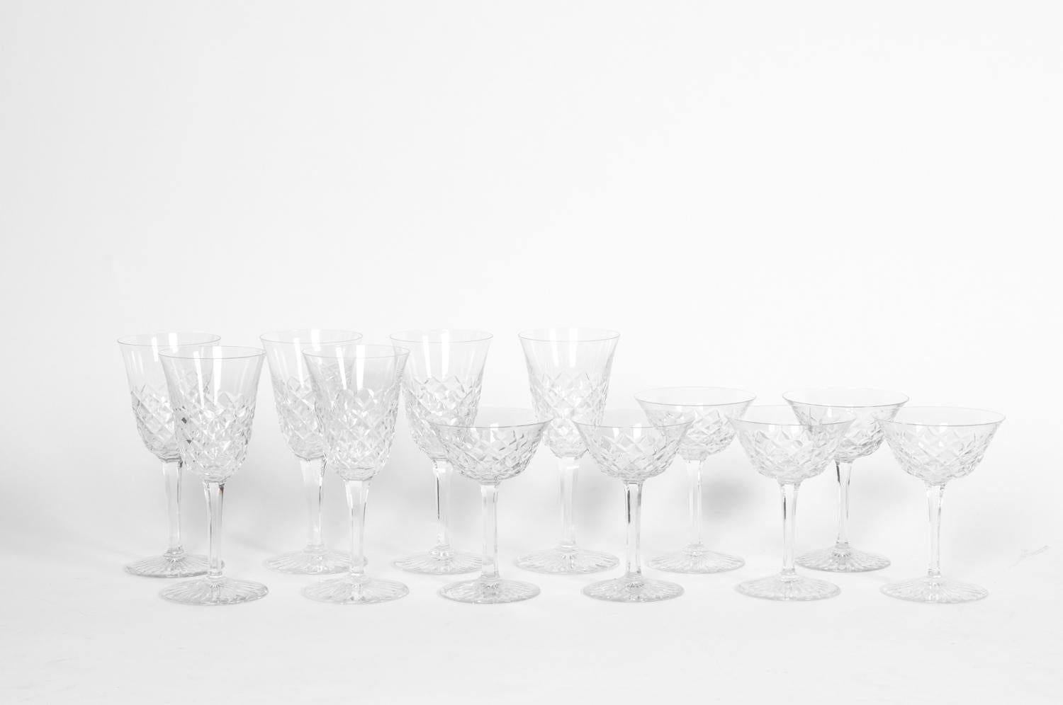 French Vintage Baccarat Crystal Glassware Set