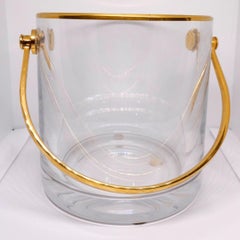Vintage Baccarat Crystal Ice Bucket with Gold tone Handle and Trim.