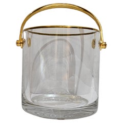 Retro Baccarat Crystal Ice Bucket with Gold tone Handle and Trim.