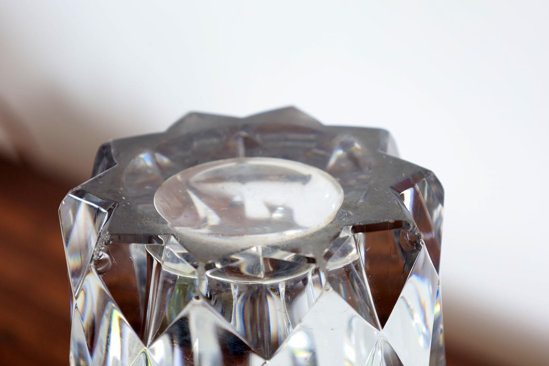 Gran florero vintage de cristal de Baccarat Cristal