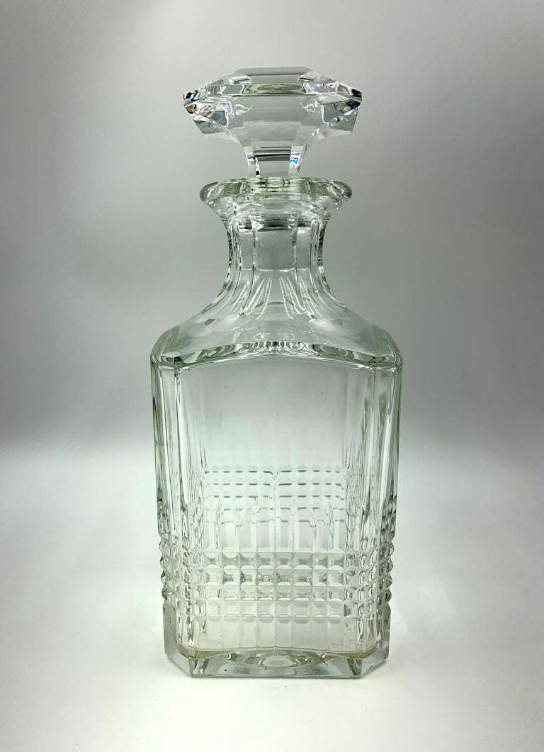 Vintage Baccarat Crystal Nancy Square Whiskey Decanter For Sale at 1stDibs