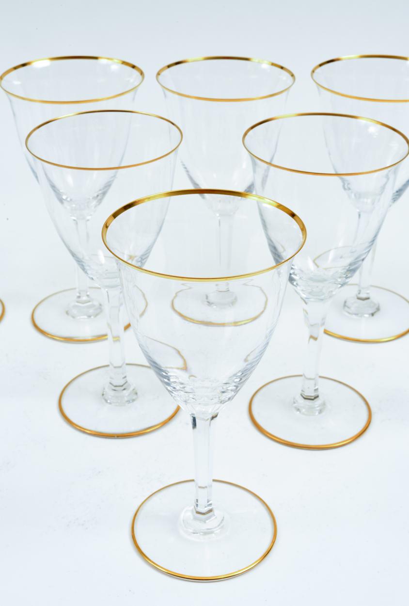 vintage wine glasses with gold trim