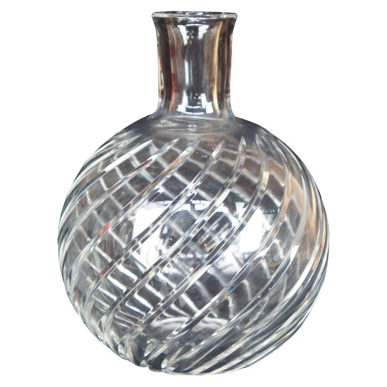 Vintage Baccarat Cut Crystal Cyclades Round Swirl Bud Flower Vase Decanter For Sale at 1stDibs