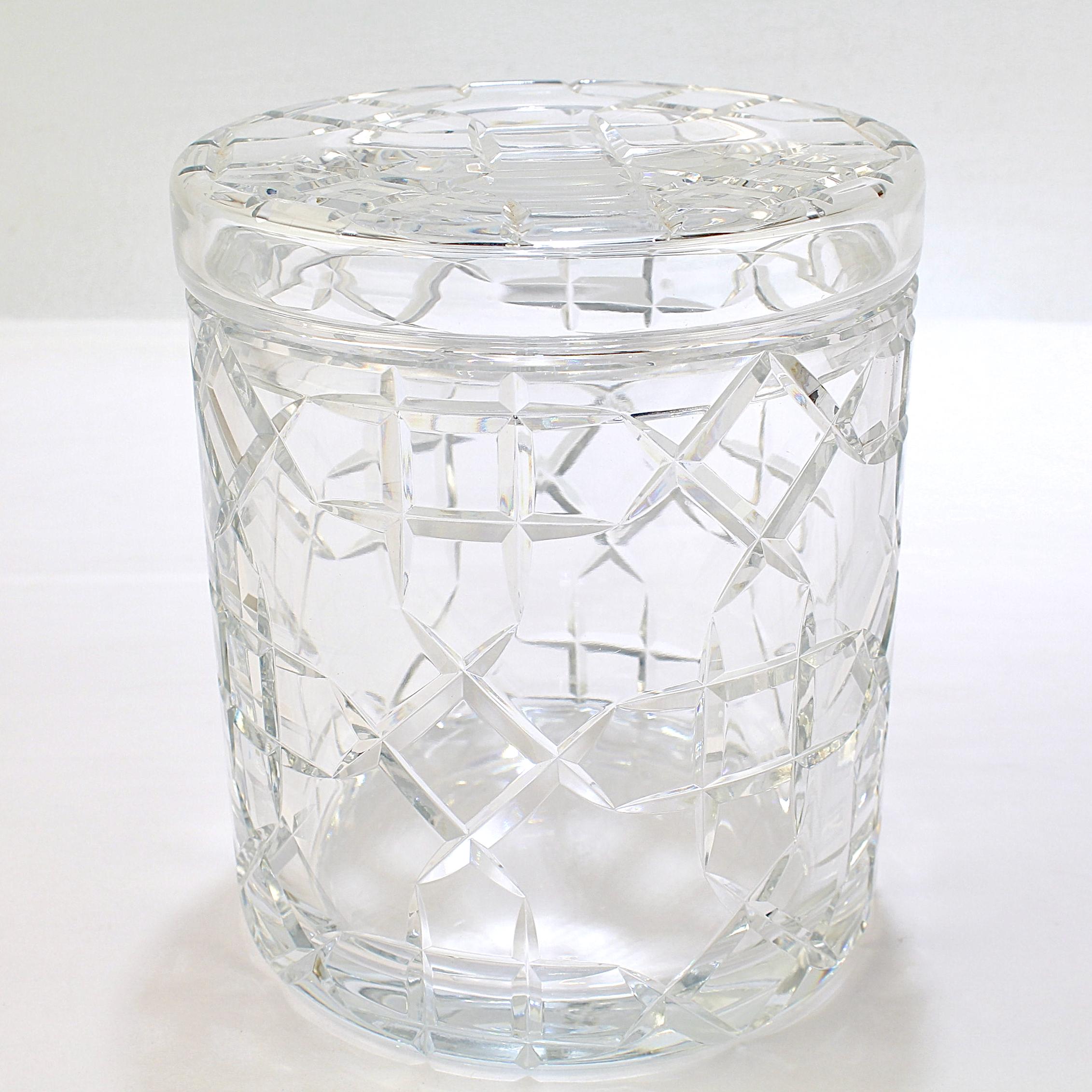 Modern Vintage Baccarat Cut Glass or Crystal Cookie/Biscuit Barrel or Jar