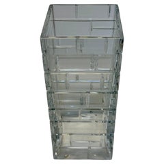 Vintage Baccarat French Crystal Square "Brick" Motif Vase