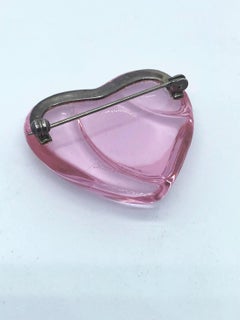 Vintage Baccarat French Glass Heart Brooch