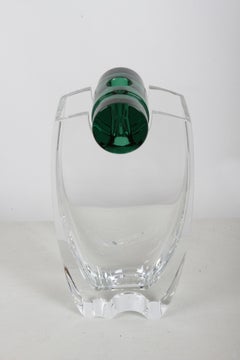 Vintage Baccarat "Océanie" Green Accent Crystal Flower Vase by Thomas Bastide