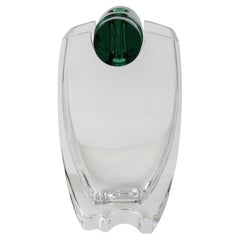 Vintage Baccarat "Océanie" Green Accent Crystal Flower Vase by Thomas Bastide