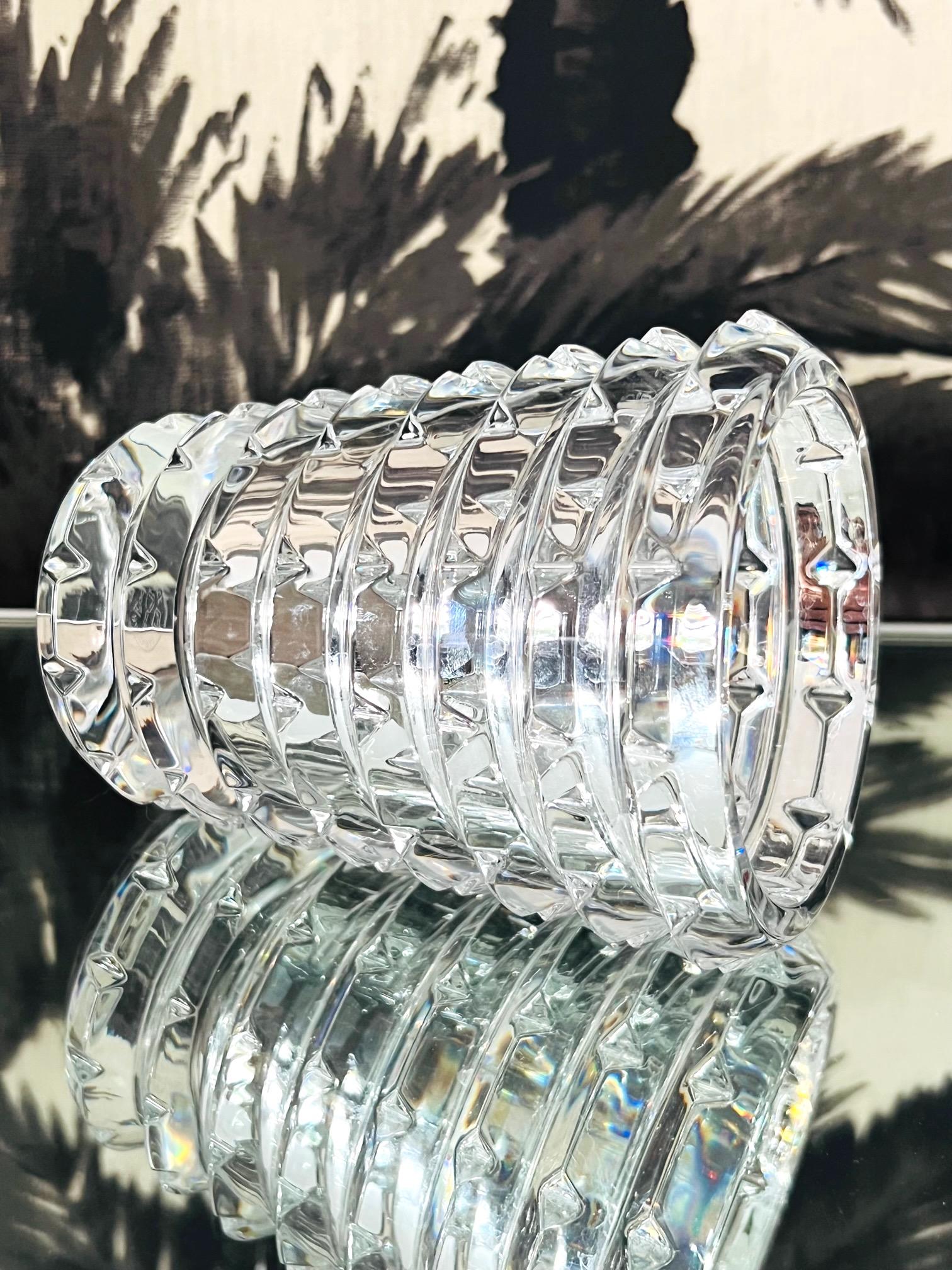 Vintage Baccarat Vase with Geometric Crystal Prisms, France, c. 1975 In Excellent Condition In Fort Lauderdale, FL