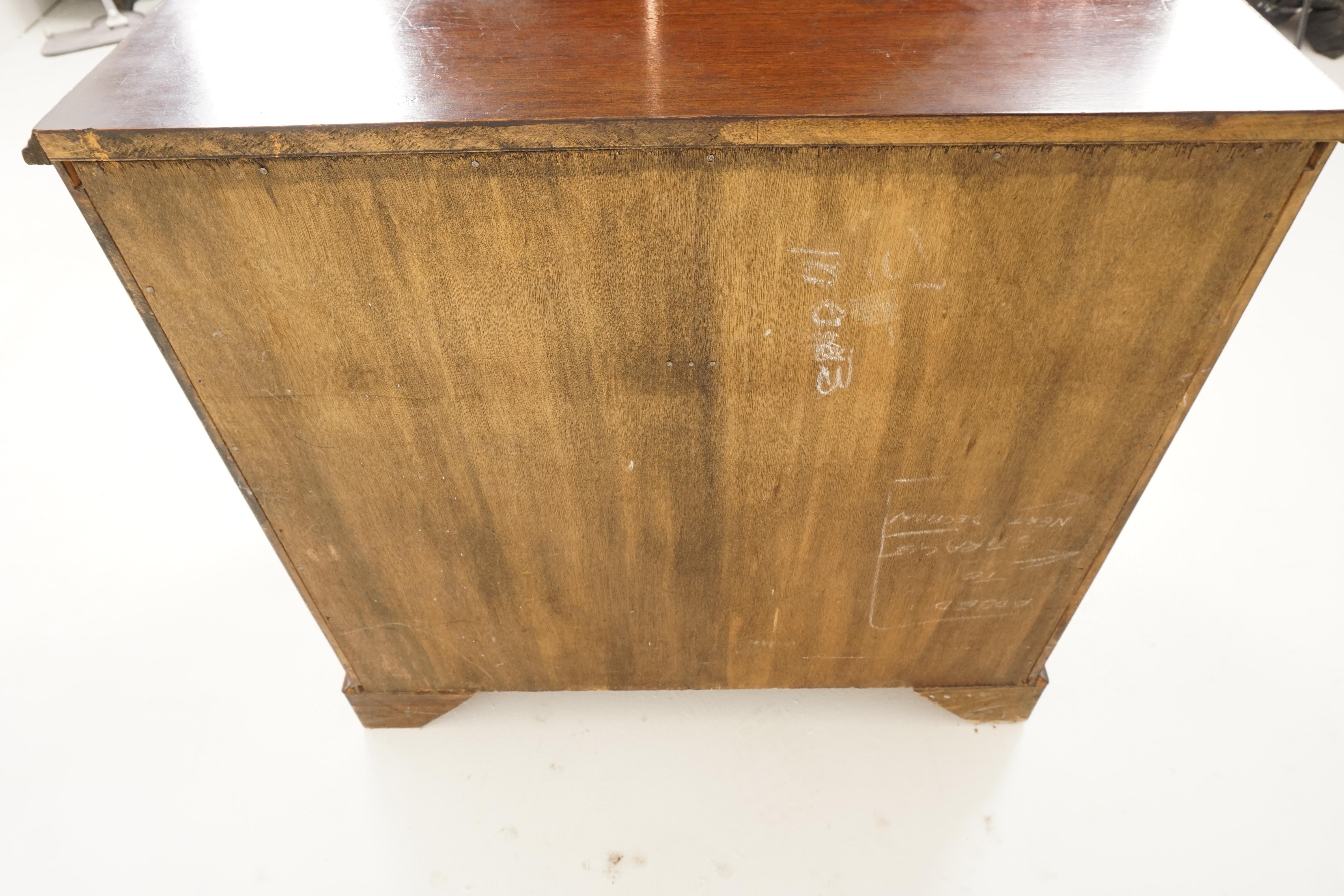 Early 20th Century Vintage Bachelor Chest, Solid Walnut, 5 Drawer Dresser, Scotland 1920
