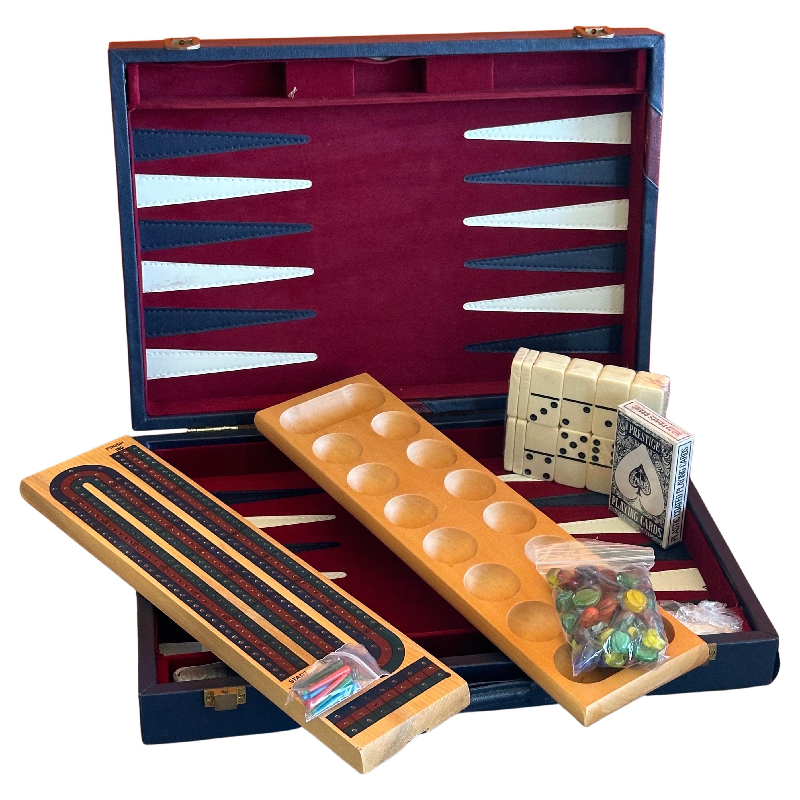 Vintage Backgammon Bakelite Game Set with Dominoes, Cribbage - New Old Stock For Sale 9
