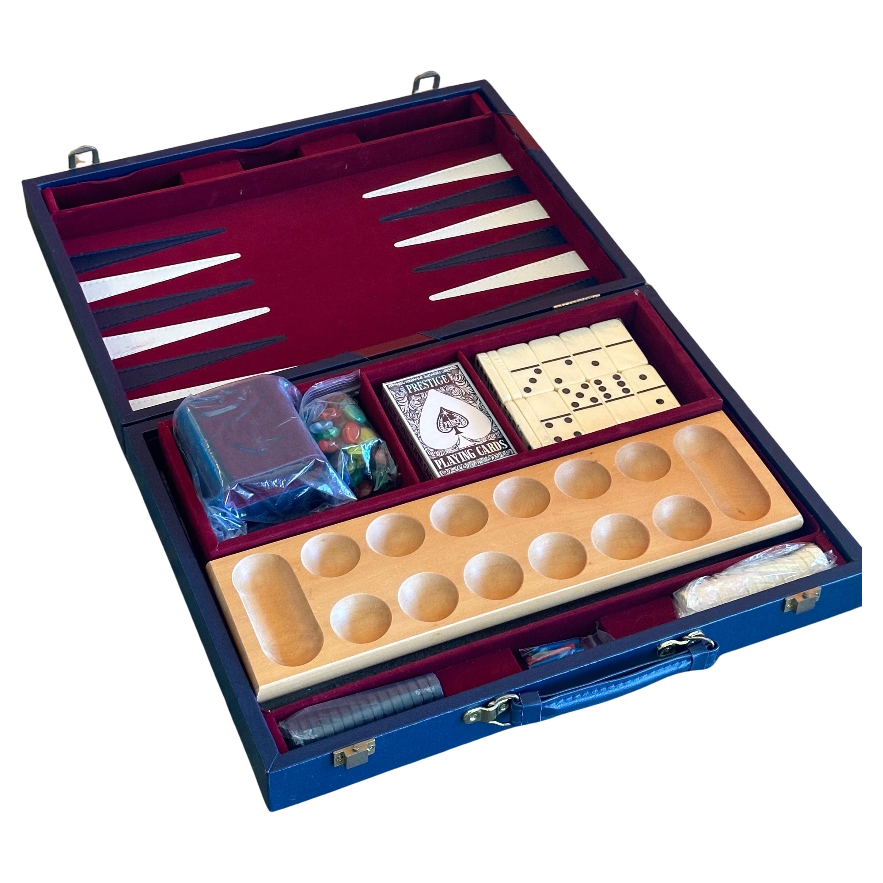 American Vintage Backgammon Bakelite Game Set with Dominoes, Cribbage - New Old Stock For Sale