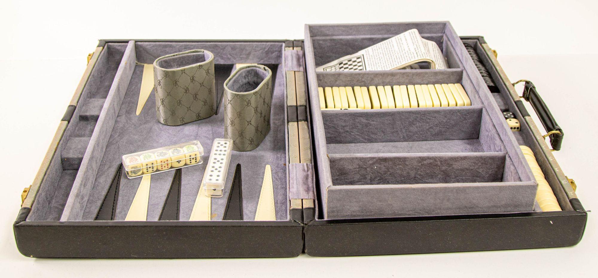 Vintage Backgammon Dominos Briefcase with Multiple Game Set For Sale 8