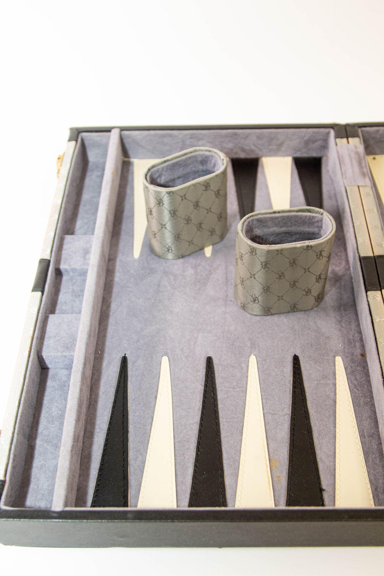 Mid-Century Modern Porte-documents vintage Backgammon Dominos avec jeu de multiples en vente