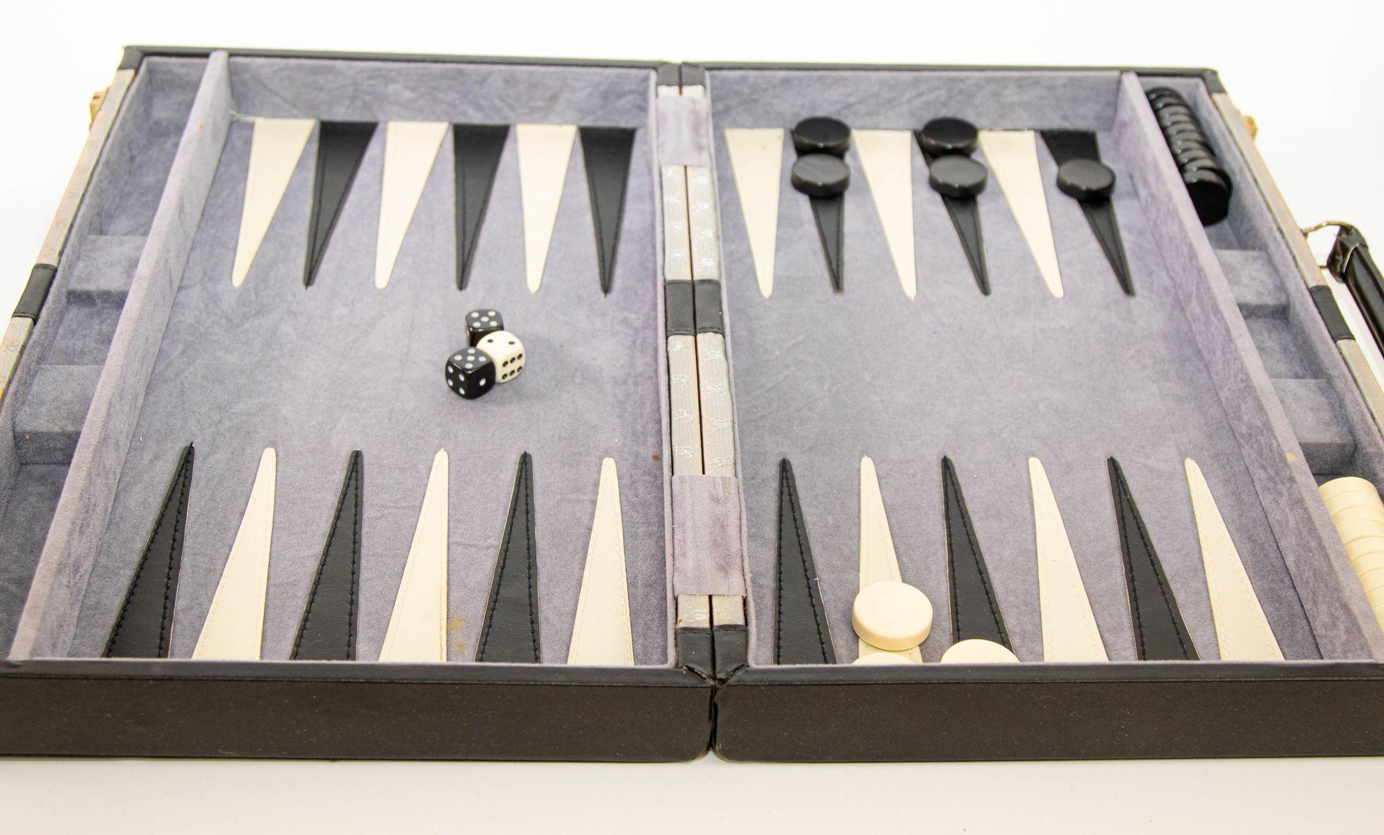 American Vintage Backgammon Dominos Briefcase with Multiple Game Set For Sale