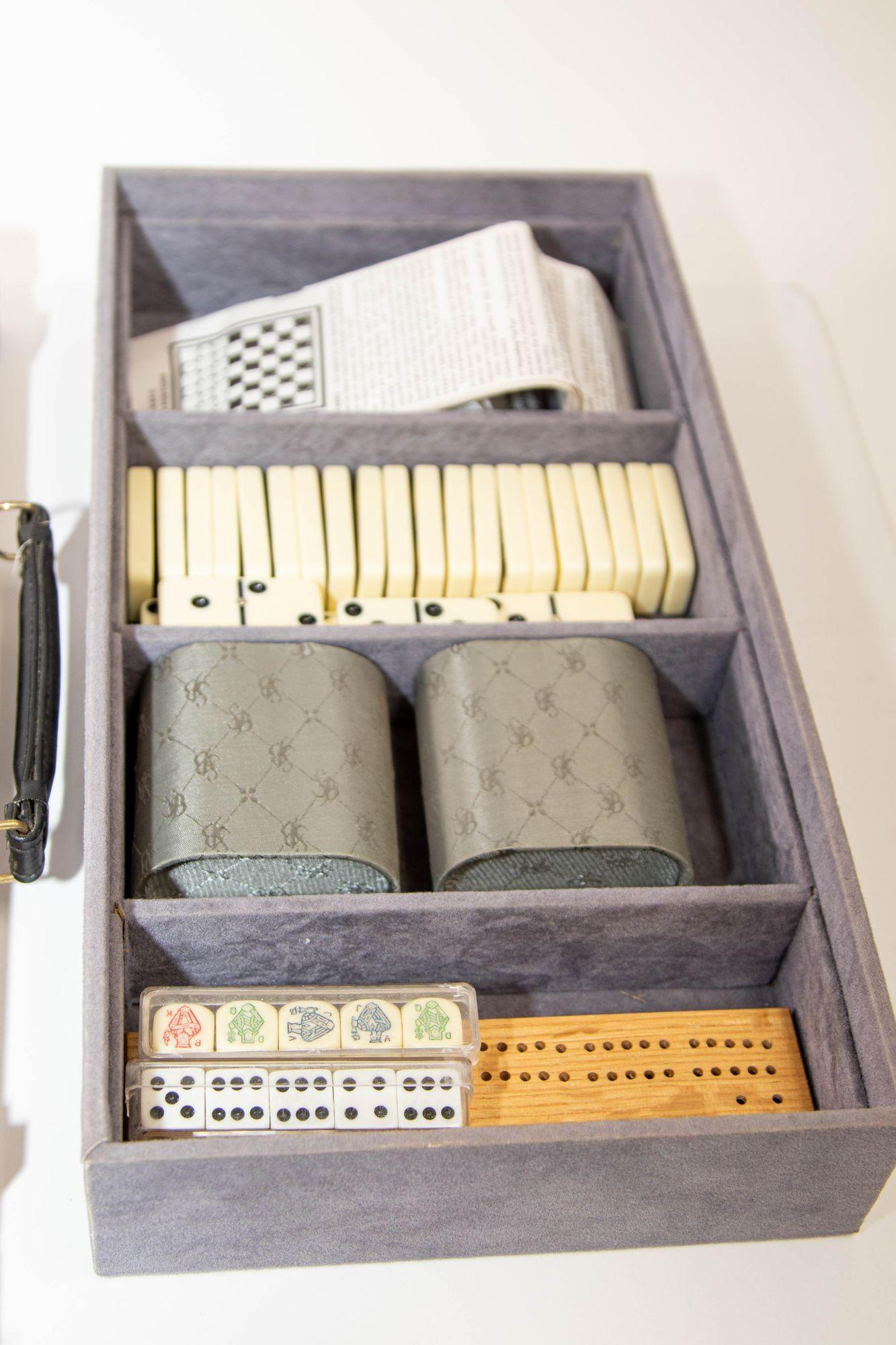 Backgammon Dominos Aktentasche mit mehreren Spielsets, Vintage im Angebot 1