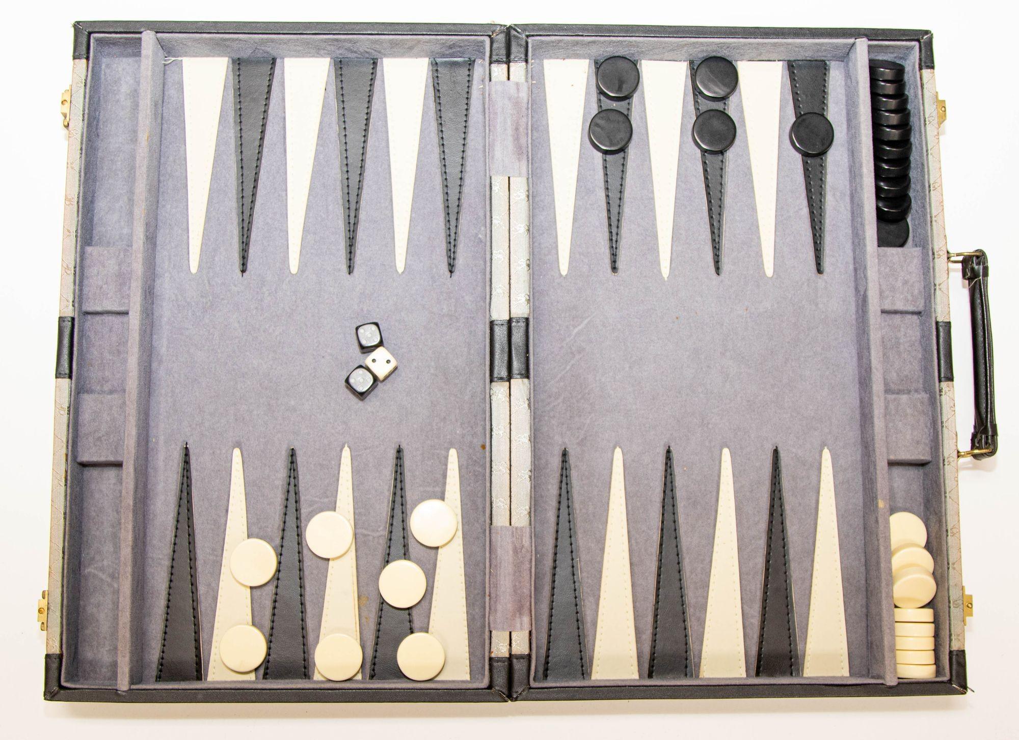 Vintage Backgammon Dominos Briefcase with Multiple Game Set For Sale 2